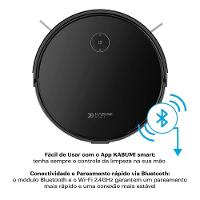 Robô Aspirador e Passa Pano KABUM! smart 550 - 3000Pa, Bateria 100min, Bluetooth, Função Carpete, Bivolt, Preto - KSAR550PT - 3