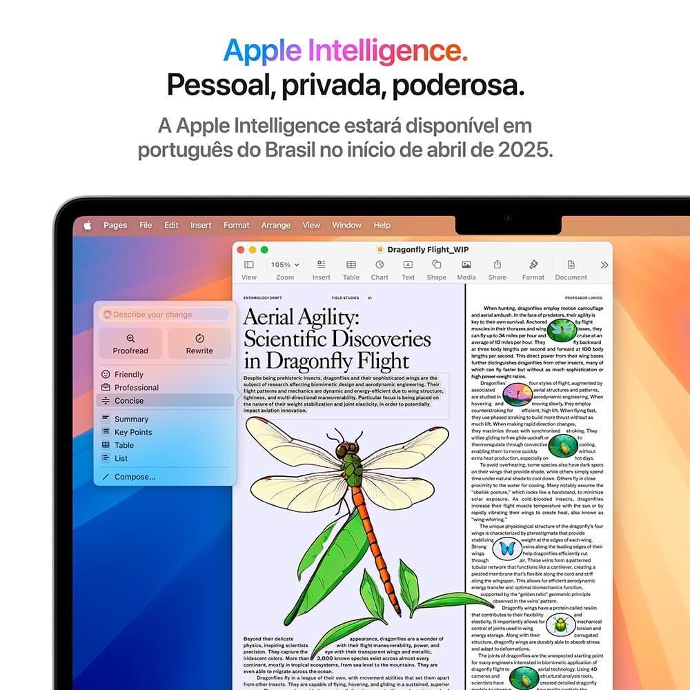 MacBook Air Apple 13" Chip M4, CPU 10 Núcleos, GPU 10 Núcleos, Neural Engine 16 Núcleos, 16GB RAM, SSD 512GB, Prateado - MW0X3BZ/A - 5