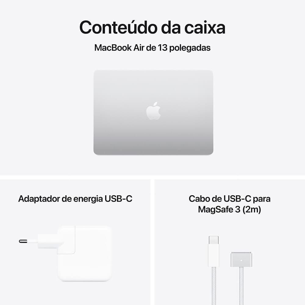 MacBook Air Apple 13" Chip M4, CPU 10 Núcleos, GPU 10 Núcleos, Neural Engine 16 Núcleos, 16GB RAM, SSD 512GB, Prateado - MW0X3BZ/A - 6
