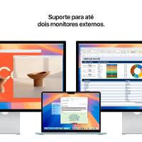 MacBook Air Apple 13" Chip M4, CPU 10 Núcleos, GPU 10 Núcleos, Neural Engine 16 Núcleos, 16GB RAM, SSD 512GB, Prateado - MW0X3BZ/A