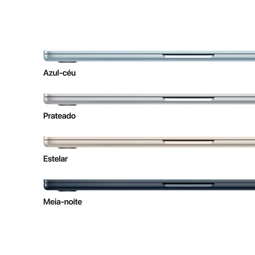 MacBook Air Apple 13" Chip M4, CPU 10 Núcleos, GPU 8 Núcleos, Neural Engine 16 Núcleos, 16GB RAM, SSD 256GB, Meia-noite - MW123BZ/A - 9