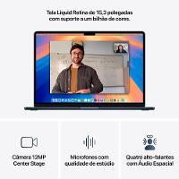 MacBook Air Apple 15" Chip M4, CPU 10 Núcleos, GPU 10 Núcleos, Neural Engine 16 Núcleos, 16GB RAM, SSD 256GB, Meia-noite - MW1L3BZ/A - 8