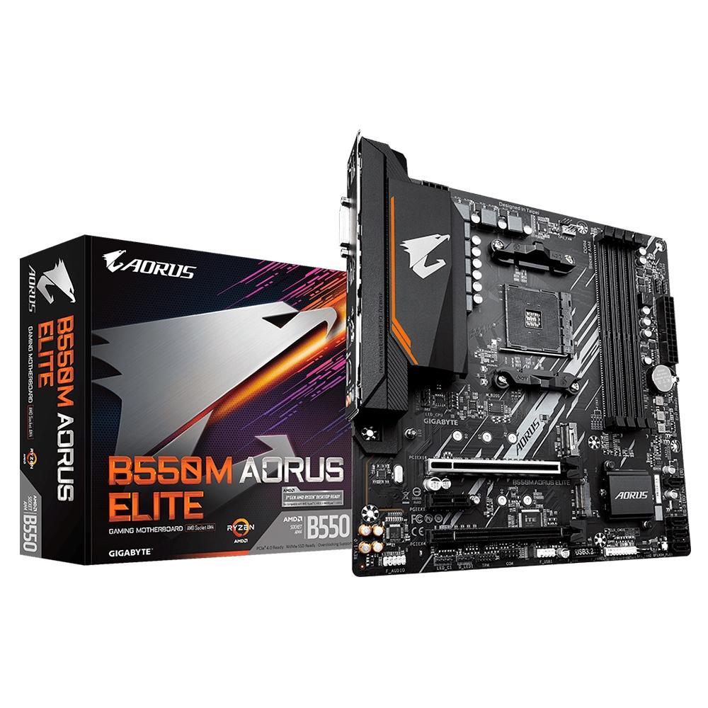 Placa-Mãe Gigabyte B550M Aorus Elite Rev. 1.3, AMD AM4, Micro ATX, DDR4, Preto - B550M AORUS ELITE - 1