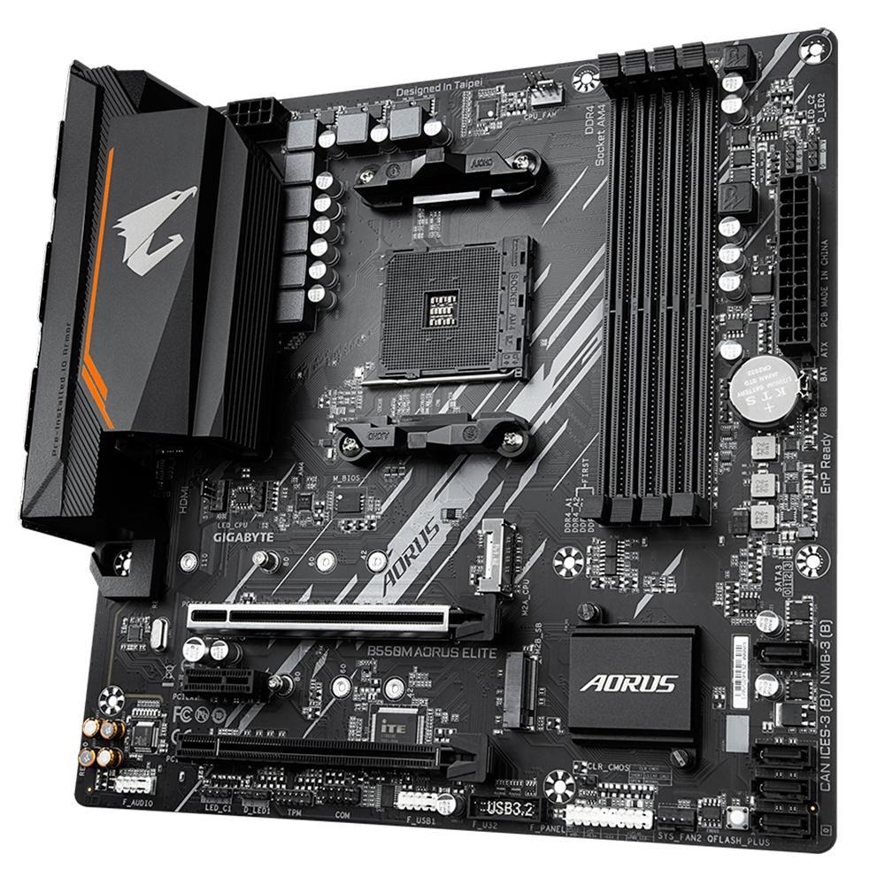 Placa-Mãe Gigabyte B550M Aorus Elite Rev. 1.3, AMD AM4, Micro ATX, DDR4, Preto - B550M AORUS ELITE - 3