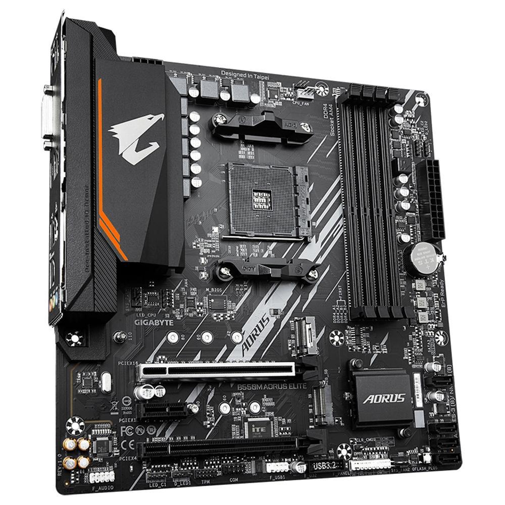 Placa-Mãe Gigabyte B550M Aorus Elite Rev. 1.3, AMD AM4, Micro ATX, DDR4, Preto - B550M AORUS ELITE - 4