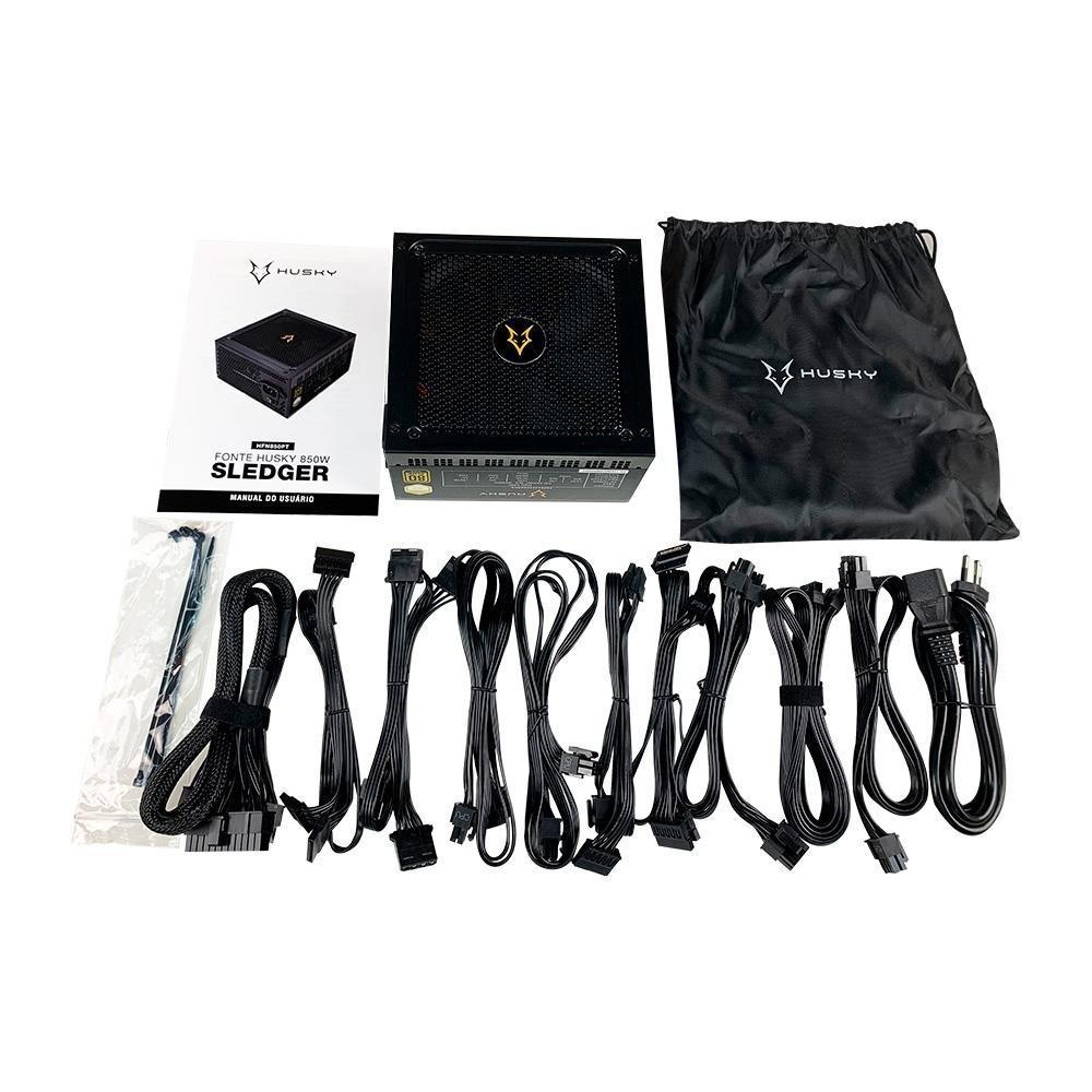 Fonte Husky Sledger 850W, 80 Plus Gold, Cybenetics Gold, PFC Ativo, Full Modular, Bivolt - HFN850PT - 4
