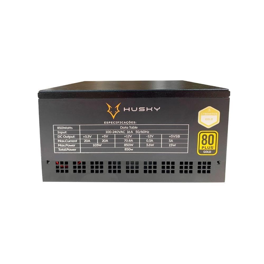 Fonte Husky Sledger 850W, 80 Plus Gold, Cybenetics Gold, PFC Ativo, Full Modular, Bivolt - HFN850PT - 8