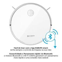 Robô Aspirador e Passa Pano KABUM! smart 550 - 3000Pa, Bateria 100min, Bluetooth, Função Carpete, Bivolt, Branco - KSAR550BR - 3