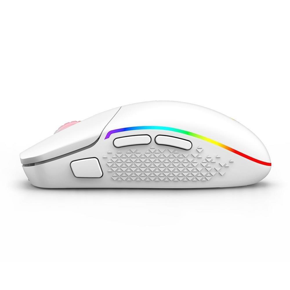 Mouse Gamer Sem Fio Redragon Invader Pro, RGB, 10000 DPI, 9 Botões, Wireless, Branco - M719W-RGB-PRO - 3
