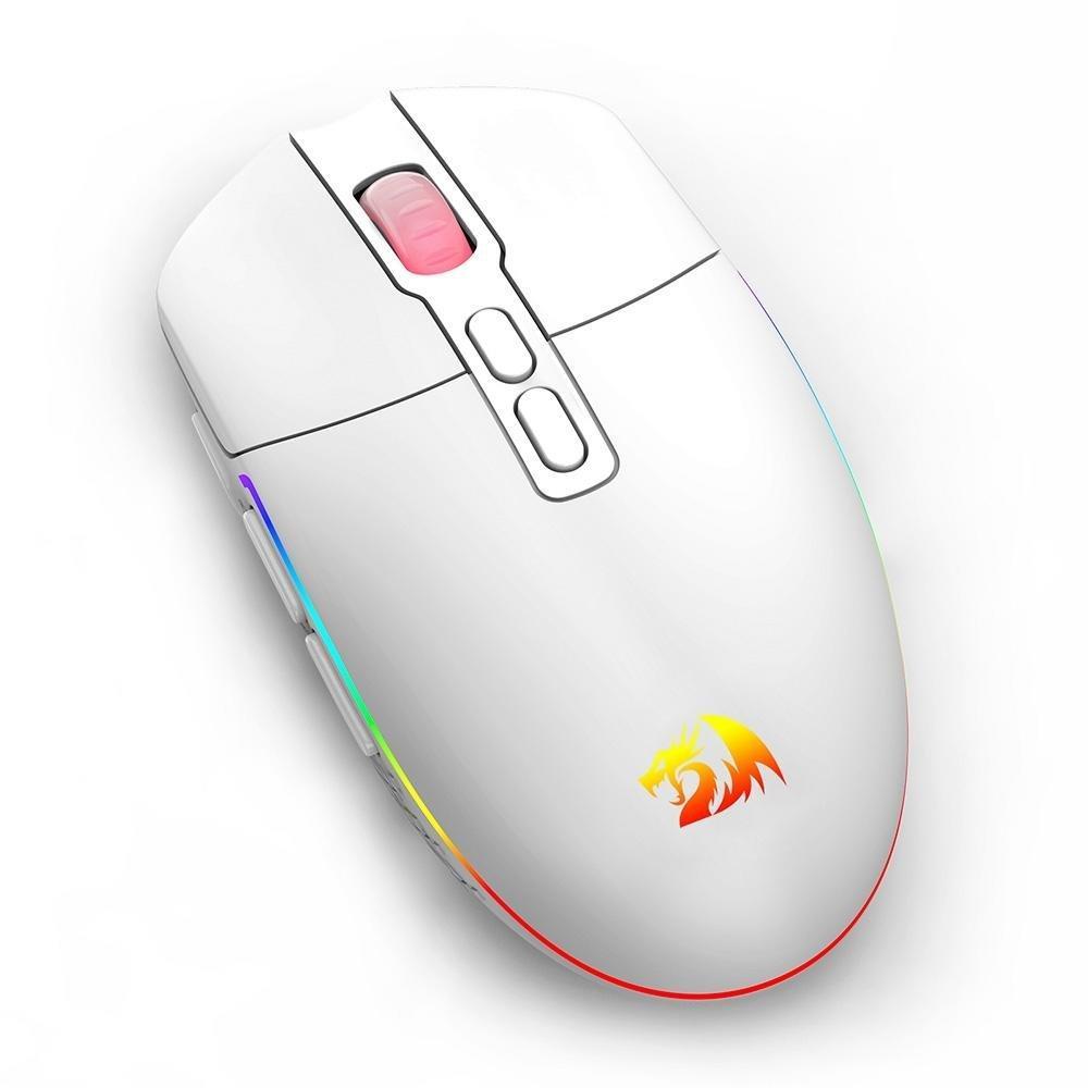 Mouse Gamer Sem Fio Redragon Invader Pro, RGB, 10000 DPI, 9 Botões, Wireless, Branco - M719W-RGB-PRO - 4
