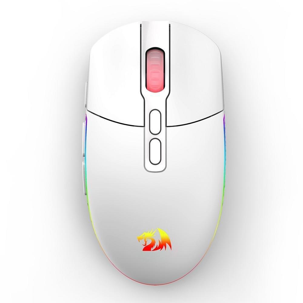 Mouse Gamer Sem Fio Redragon Invader Pro, RGB, 10000 DPI, 9 Botões, Wireless, Branco - M719W-RGB-PRO - 7