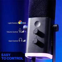 Microfone Dinâmico Gamer Fifine Ampligame, RGB, Cardióide, USB-C, Anti-Ruído, Para Streaming, Preto - AM8 - 6