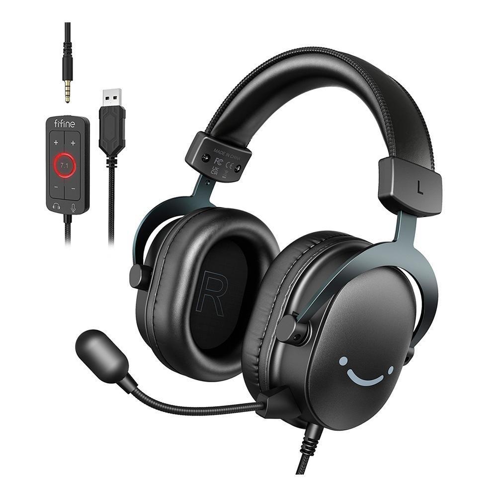 Headset Gamer Fifine H9, Som Surround 7.1, USB, Console e PC, Preto - H9 - 1
