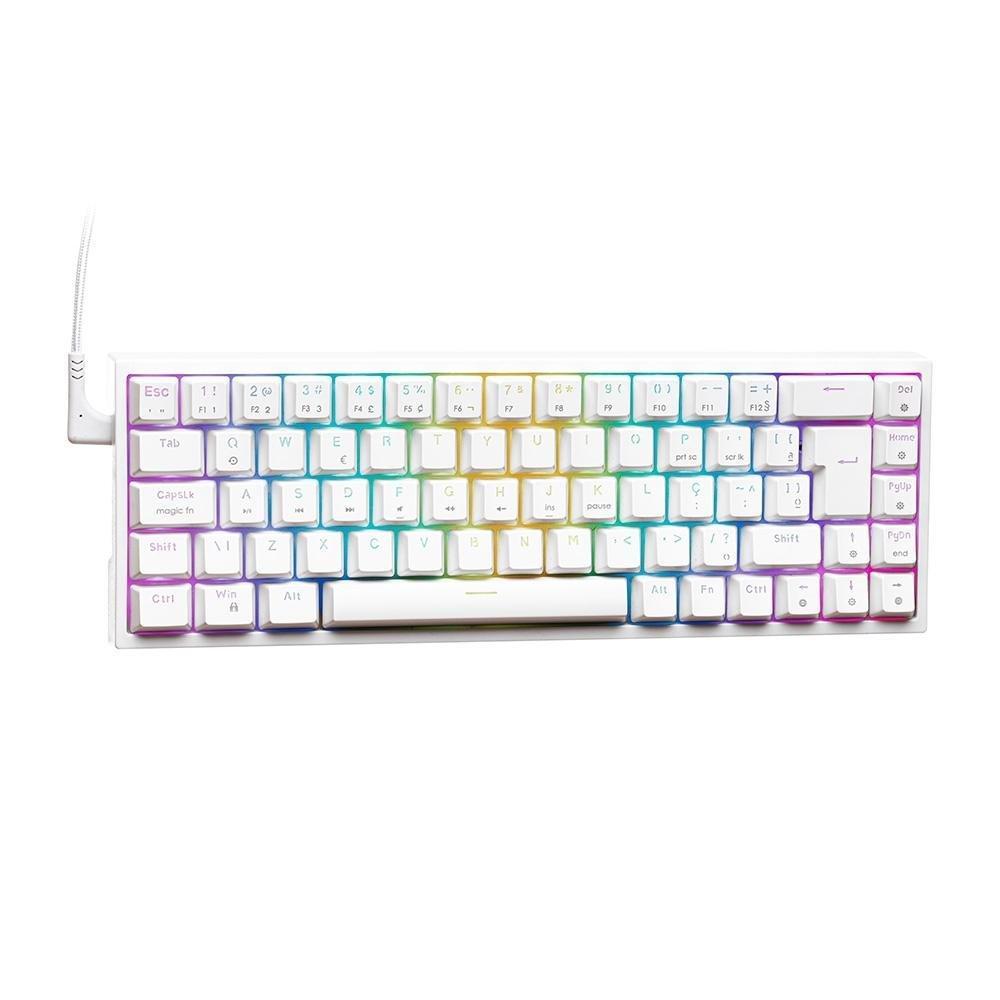 Teclado Mecânico Gamer KBM! GAMING TG700, Branco, 65% e ABNT2, RGB, Switch Gateron Red - KGTG700BRVR - 1