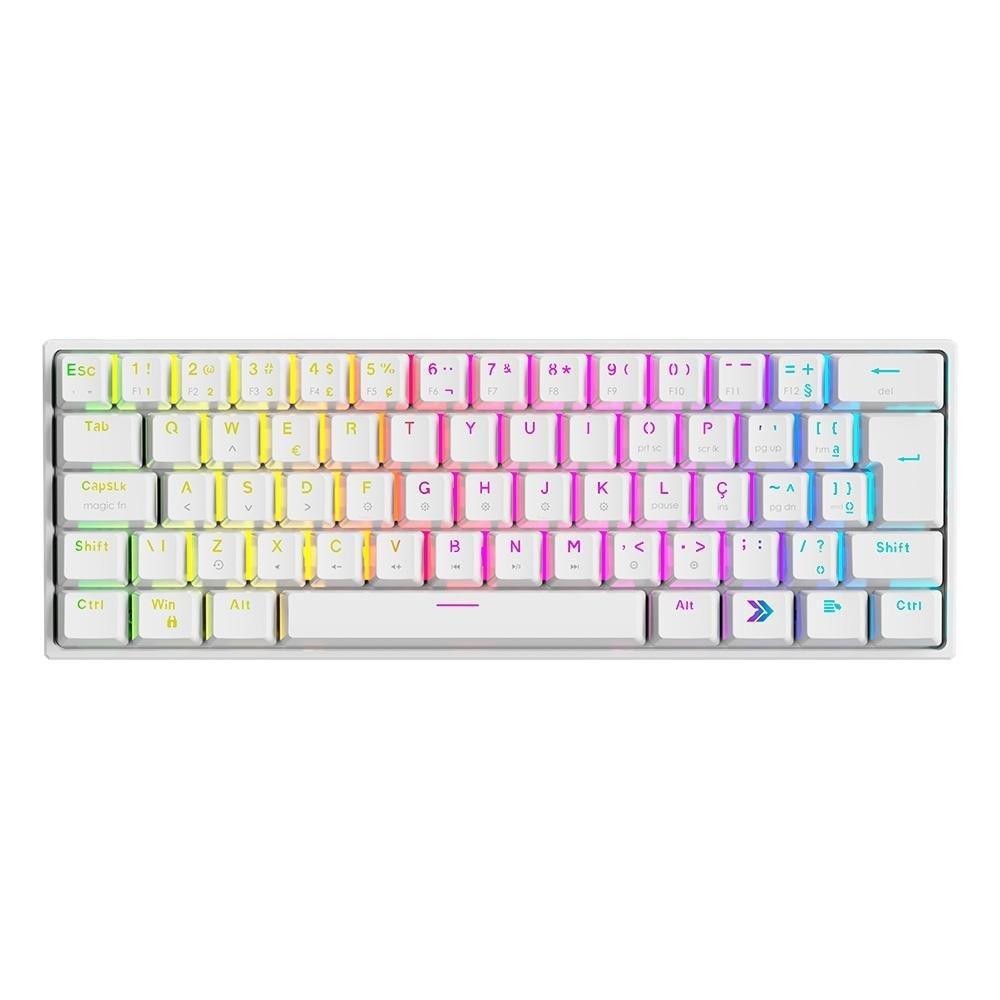 Teclado Mecânico Gamer KBM! GAMING TG600, Branco, 60% e ABNT2, RGB, Switch Gateron Blue - KGTG600BRAZ - 1