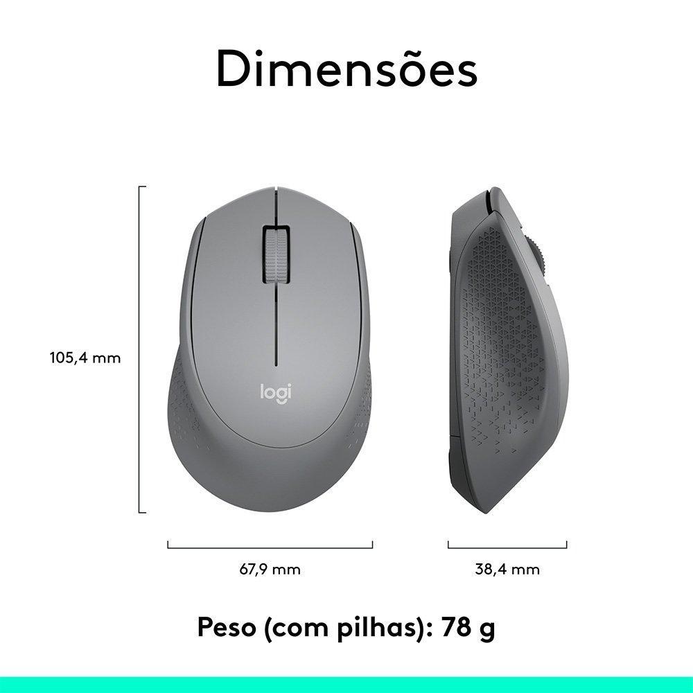 Mouse sem fio Logitech M280 com Conexão USB e Pilha Inclusa, Cinza - 910-004285 - 5