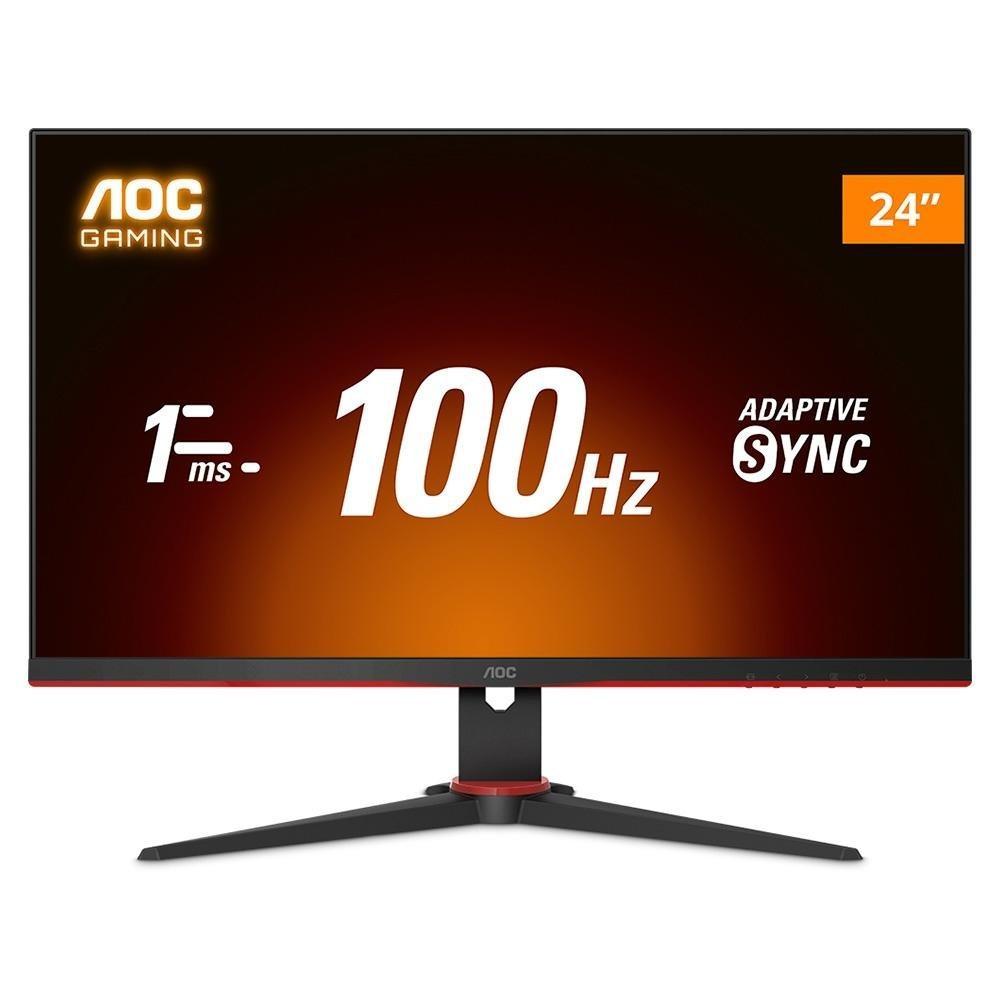 Monitor Gamer AOC 23.8", Full HD, 100Hz, 1ms, IPS, DisplayPort e HDMI, Adaptive-Sync,  - 24G2E1 - 6