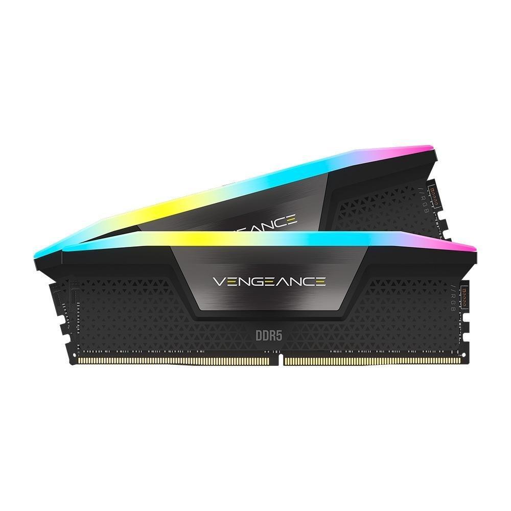 Memória RAM Corsair Vengeance RGB, 32GB (2x16GB), 5200MHz, DDR5, CL40, Preto - CMH32GX5M2B5200C40 - 1