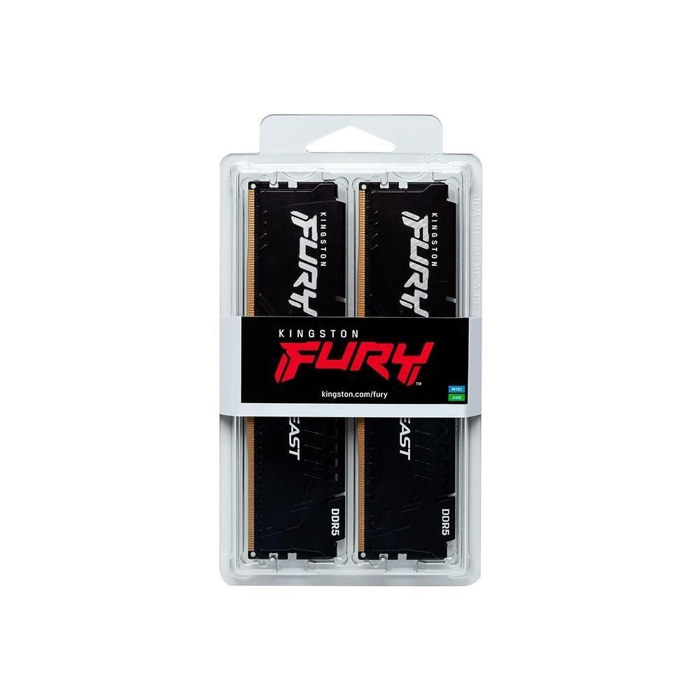 Memória RAM Kingston Fury Beast Expo, 32GB (2X16GB), 6000MT/s, DDR5, DIMM, CL30, Preto - KF560C30BBEK2-32 - 2