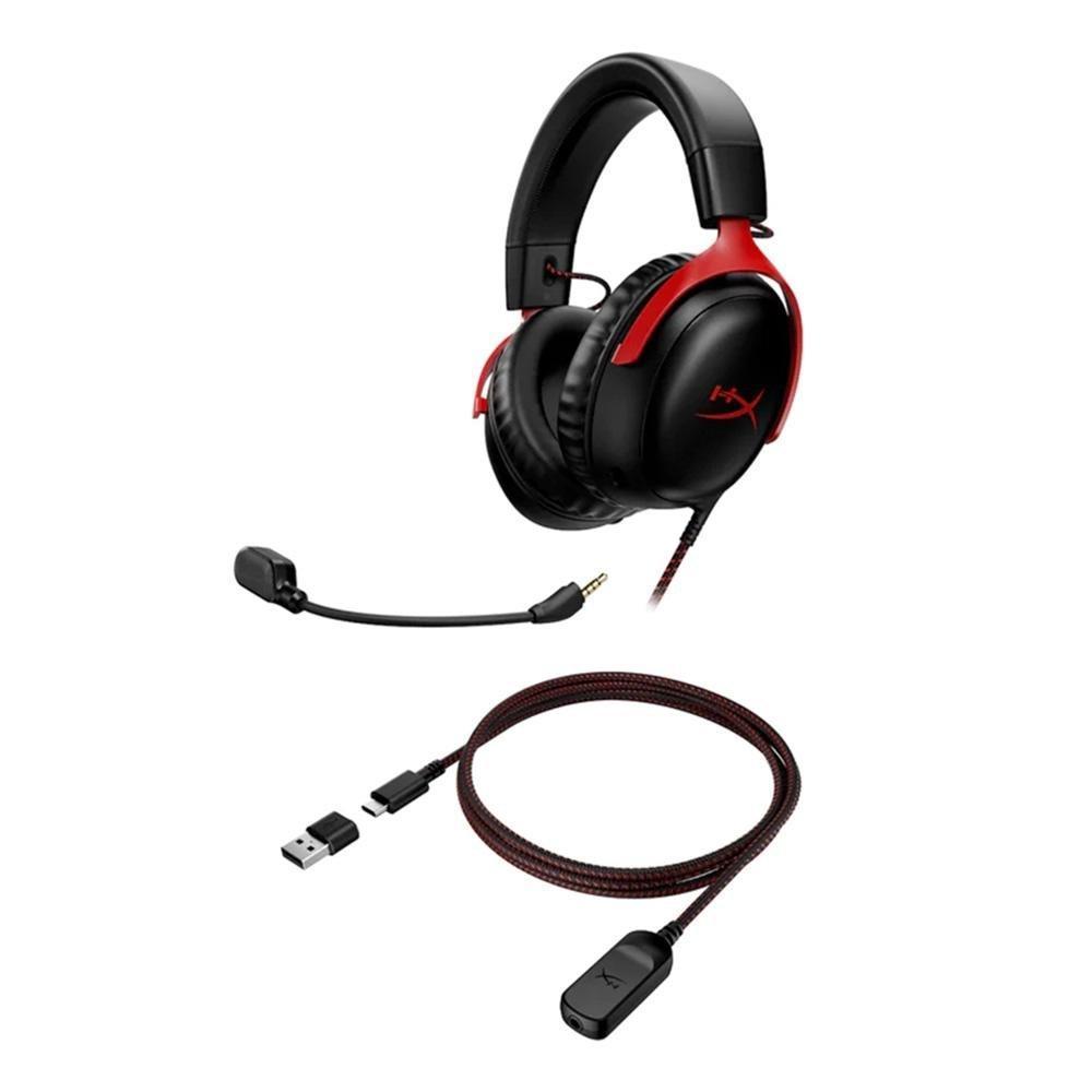 Headset Gamer HyperX Cloud III, DTS, Drivers 53mm, USB, PC, PS5, PS4, XBOX Series X/S, Xbox One, Nintendo Switch, Mobile, Preto e Vermelho - 727A9AA - 2