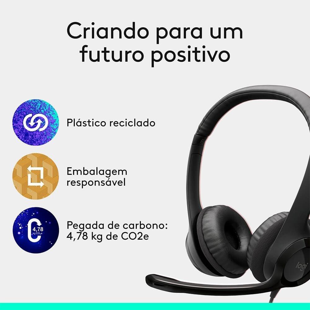 Headset com fio USB Logitech H390 com Almofadas, Controles de Áudio Integrado e Microfone com Redução de Ruído - 981-000014 - 3