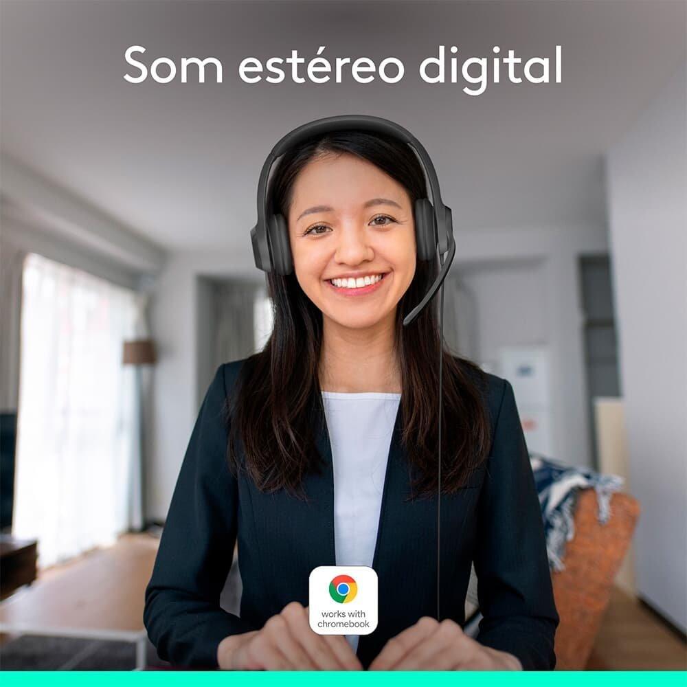 Headset com fio USB Logitech H390 com Almofadas, Controles de Áudio Integrado e Microfone com Redução de Ruído - 981-000014 - 5