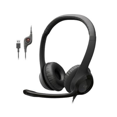 Headset com fio USB Logitech H390 com Almofadas, Controles de Áudio Integrado e Microfone com Redução de Ruído - 981-000014