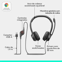 Headset com fio USB Logitech H390 com Almofadas, Controles de Áudio Integrado e Microfone com Redução de Ruído - 981-000014 - 6