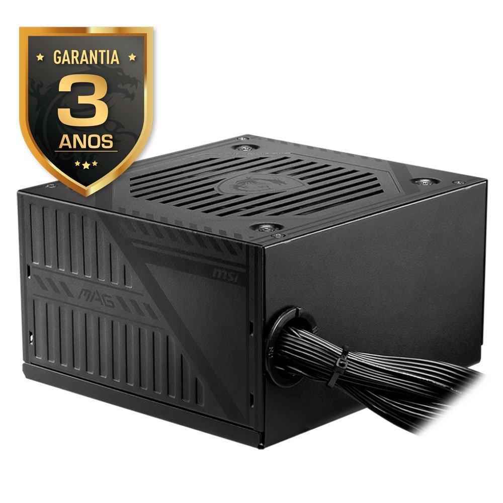Fonte MSI MAG A600DN, 600W, 80 Plus White, PFC Ativo, Com Cabo, Preto - 306-7ZP6B22-809 - 2