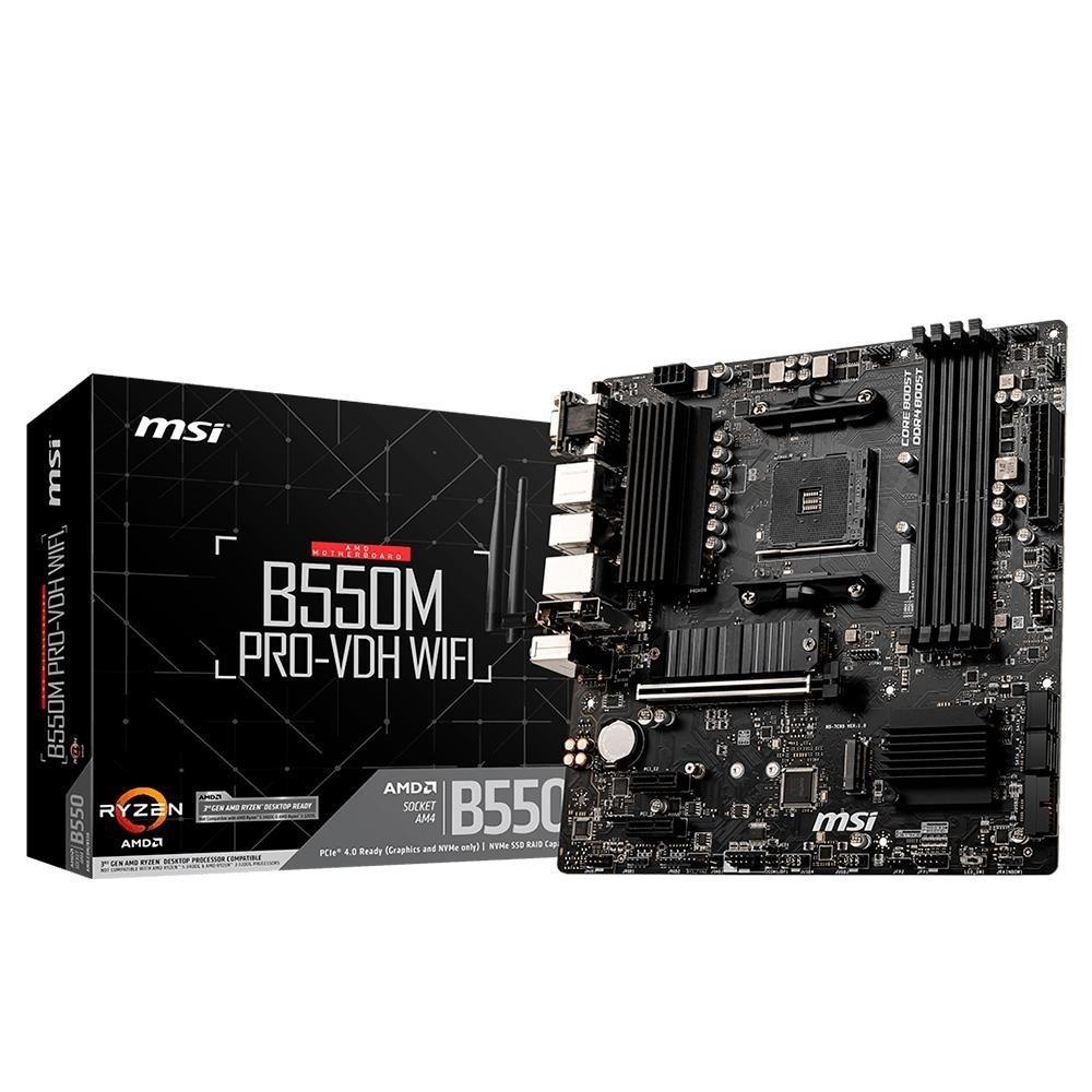 Placa-Mãe MSI B550M Pro-VDH WiFi, AMD AM4, mATX, DDR4, Preto - B550M PRO-VDH WIFI - 1