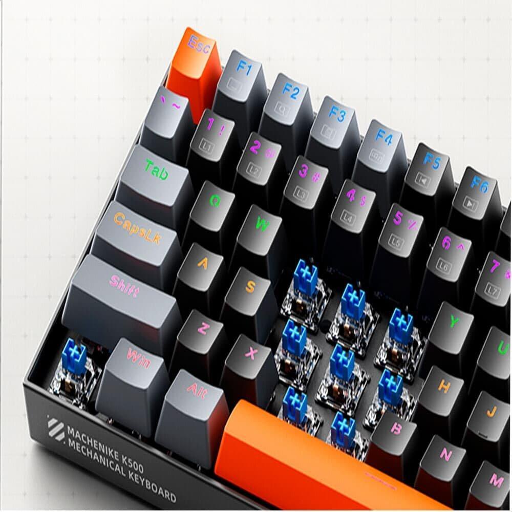 Teclado Mecânico Gamer Machenike K500A-B84, RGB, Switch HUANO BROWN, 75% TKL, Hot-Swappable, Cinza Escuro e Laranja - K500A-B84 LG HRD EN - 2