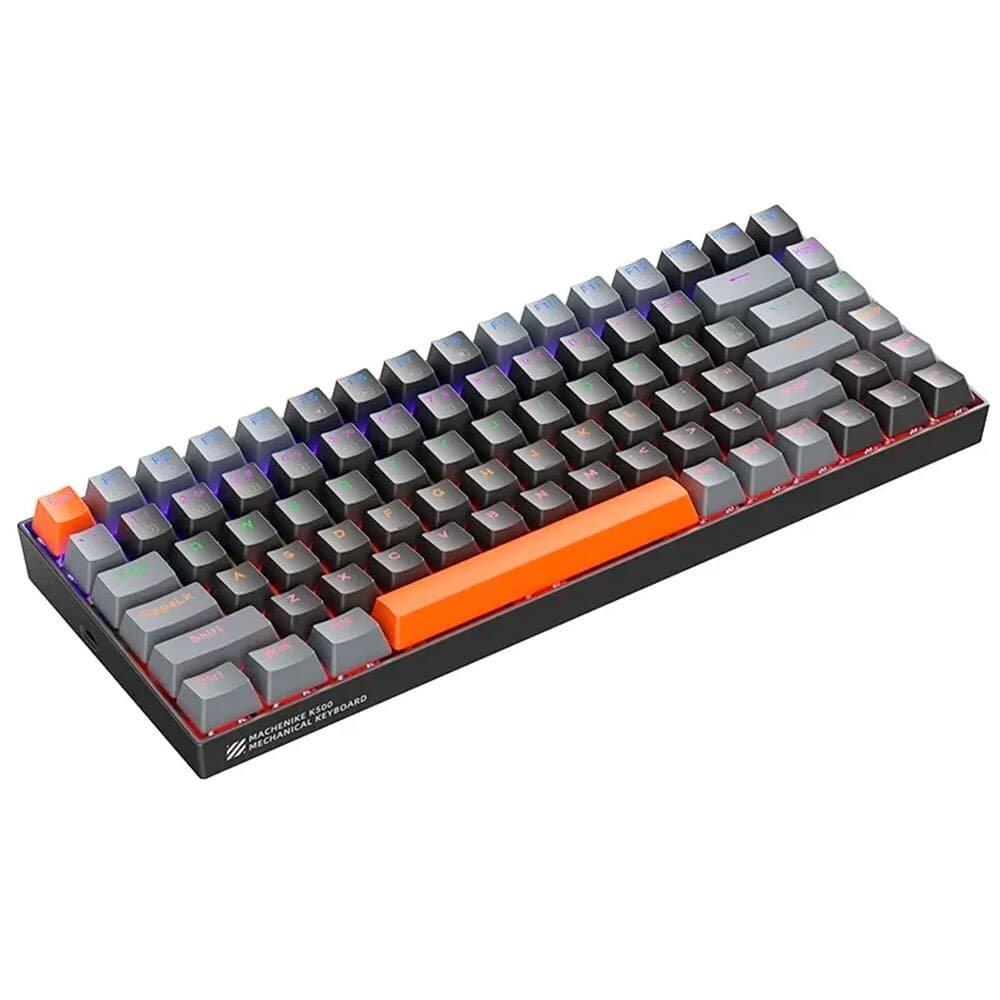 Teclado Mecânico Gamer Machenike K500A-B84, RGB, Switch HUANO BROWN, 75% TKL, Hot-Swappable, Cinza Escuro e Laranja - K500A-B84 LG HRD EN - 3