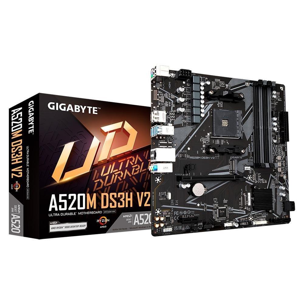 Placa-Mãe Gigabyte A520M DS3H V2, AMD, Micro ATX, DDR4, Preto - A520M DS3H V2 - 1