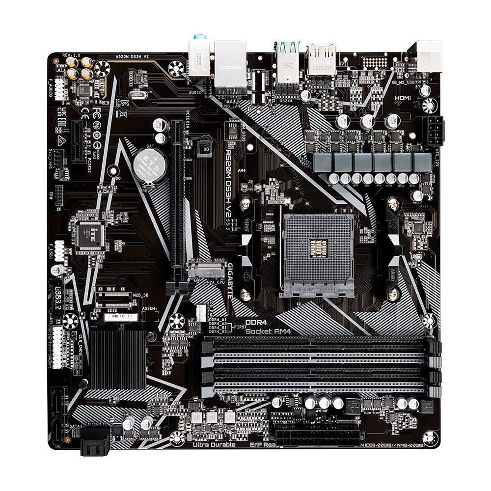 Placa-Mãe Gigabyte A520M DS3H V2, AMD, Micro ATX, DDR4, Preto - A520M DS3H V2 - 3