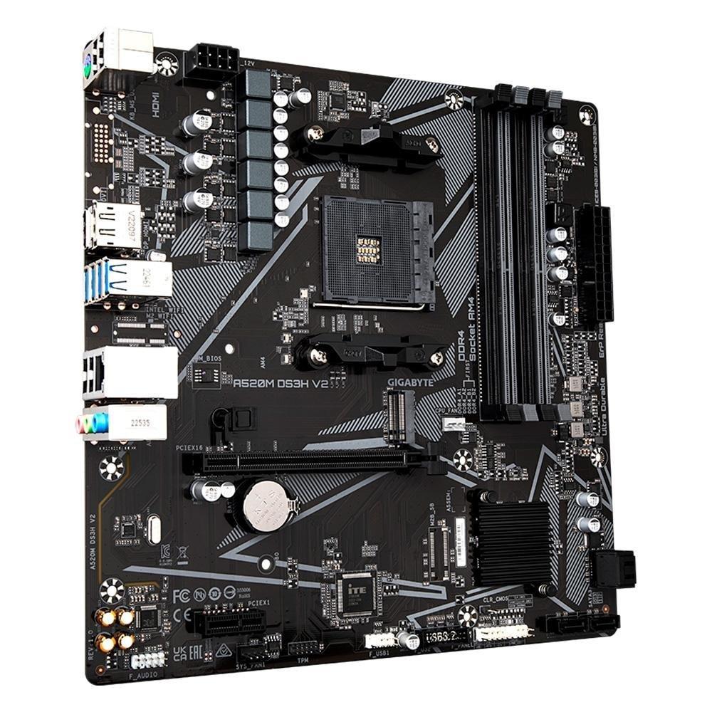 Placa-Mãe Gigabyte A520M DS3H V2, AMD, Micro ATX, DDR4, Preto - A520M DS3H V2 - 4