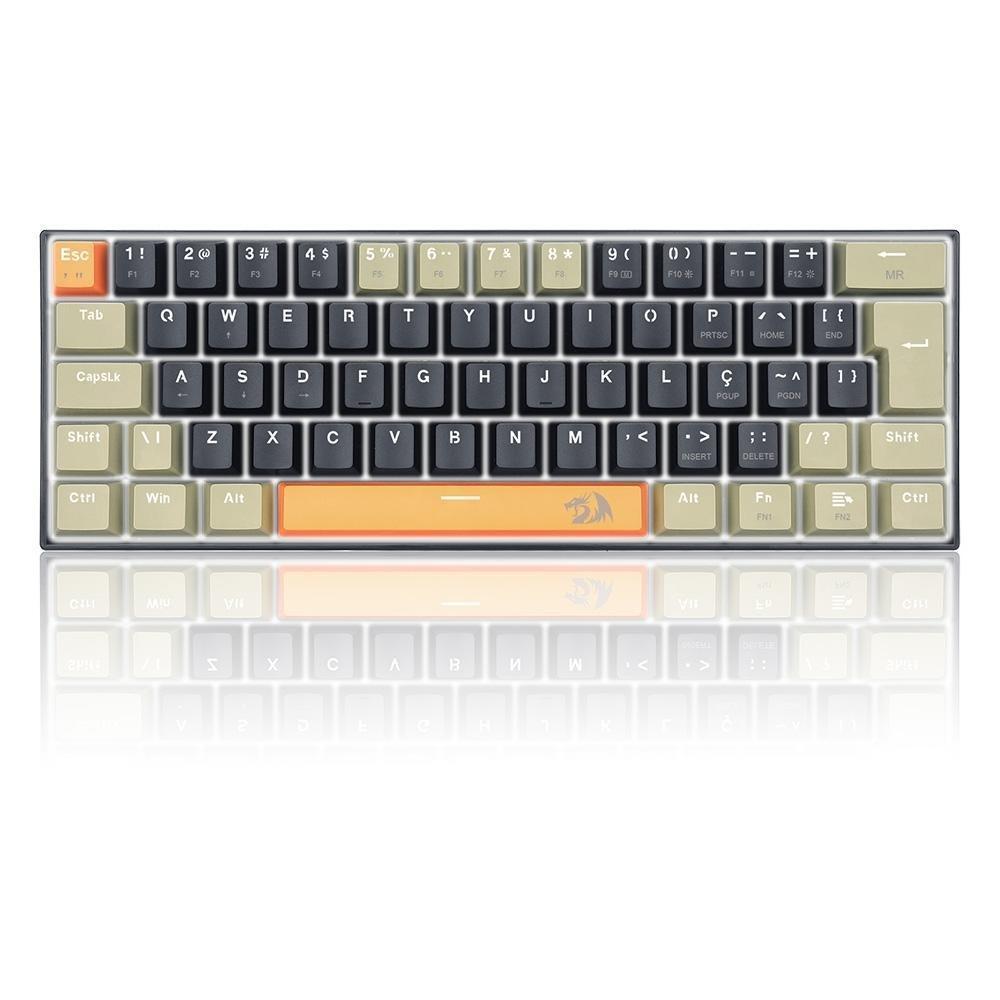 Teclado Gamer Redragon Lakshmi, Switch Brown,  Layout 60%, ABNT2, Preto - K606-OG&BK&GY (PT-BROWN) - 1