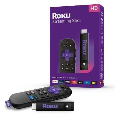 Roku Streaming Stick 2025, Dispositivo para TV HD/FHD, com Controle por Voz, Preto - 3840BR