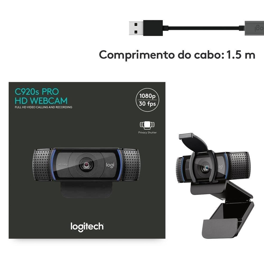 Webcam Full HD Logitech C920s com Microfone Embutido, Proteção de Privacidade, Widescreen 1080p, Compatível Logitech Capture - 960-001257 - 2