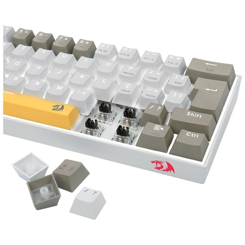 Teclado Gamer Redragon Lakshmi, Switch Brown, Layout 60%, ABNT2, Cinza - K606-YL&WT&GY (PT-BROWN) - 2