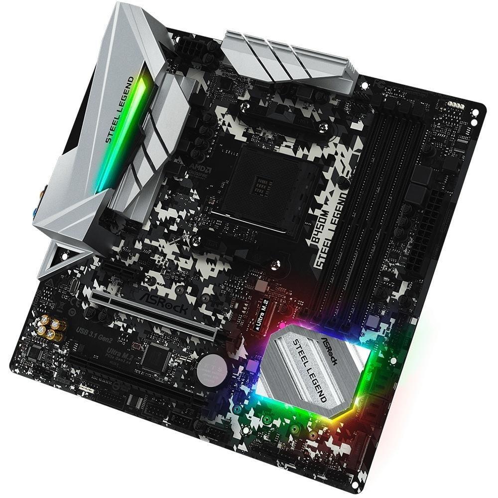 Placa-Mãe ASRock B450M Steel Legend, AMD AM4, mATX, DDR4, Preto - B450M Steel Legend - 4