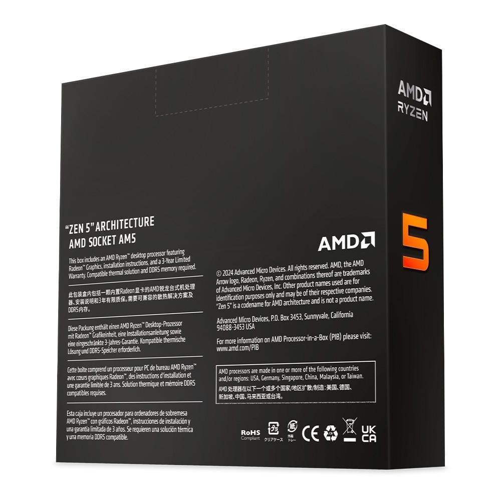 Processador AMD Ryzen 5 9600X, 3.9 GHz (5.4 GHz), Cache 32 MB, 6 Núcleos, 12 Threads, AM5 - 100-100001405WOF - 2