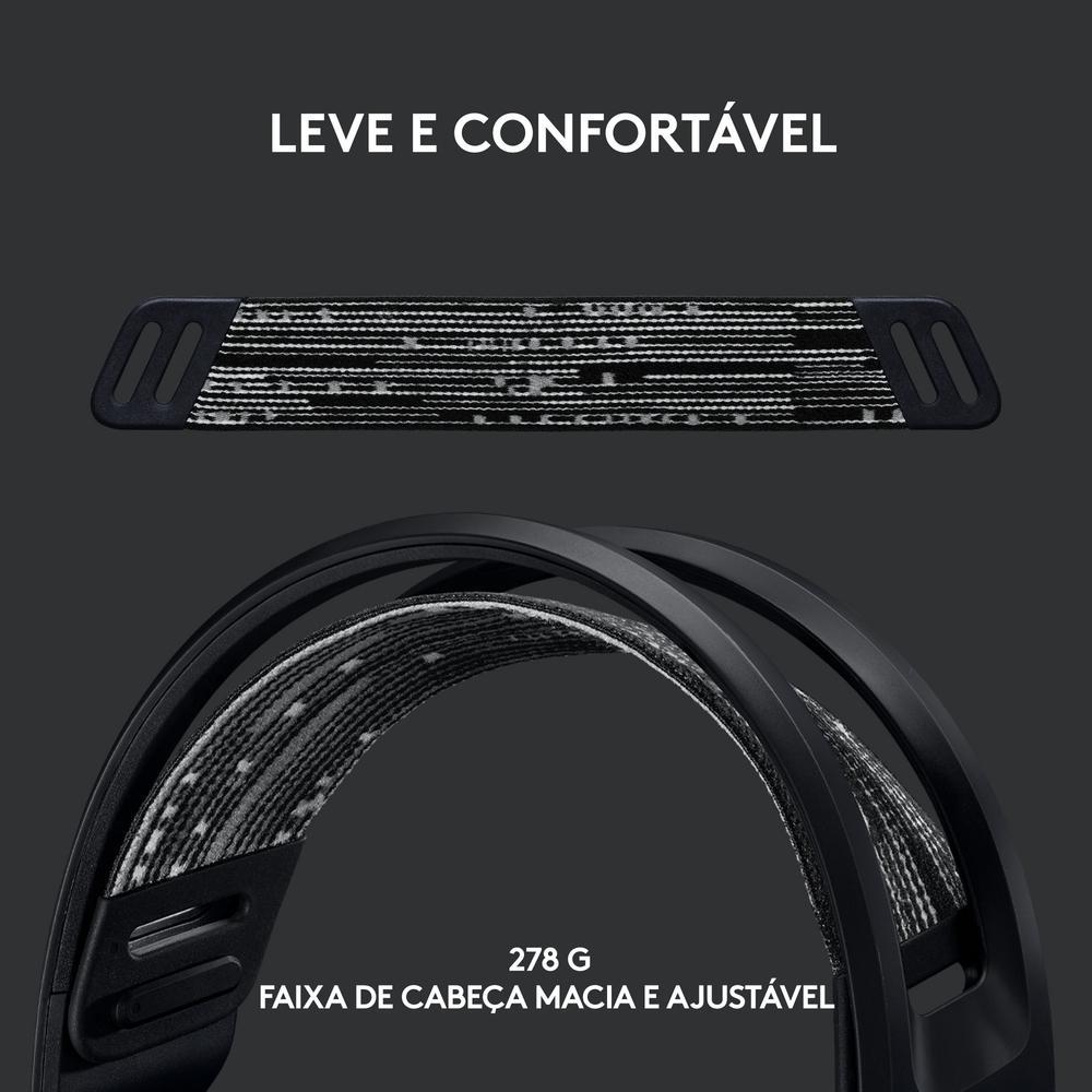 Headset Gamer Sem Fio Logitech G733 7.1 Dolby Surround RGB LIGHTSYNC, Blue VOICE para PC e PlayStation, Preto - 981-000863 - 7