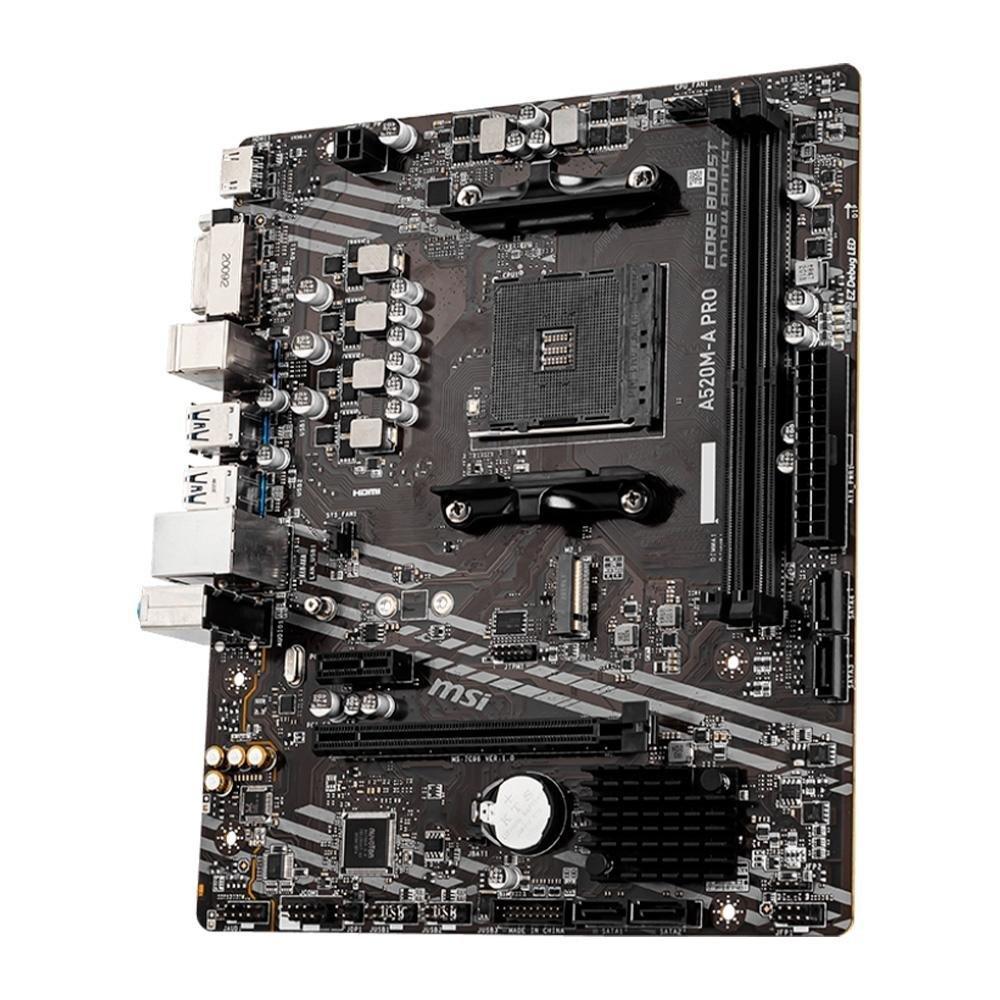 Placa-Mãe MSI A520M-A PRO, AMD AM4, mATX, DDR4, Preto - A520M-A PRO - 3