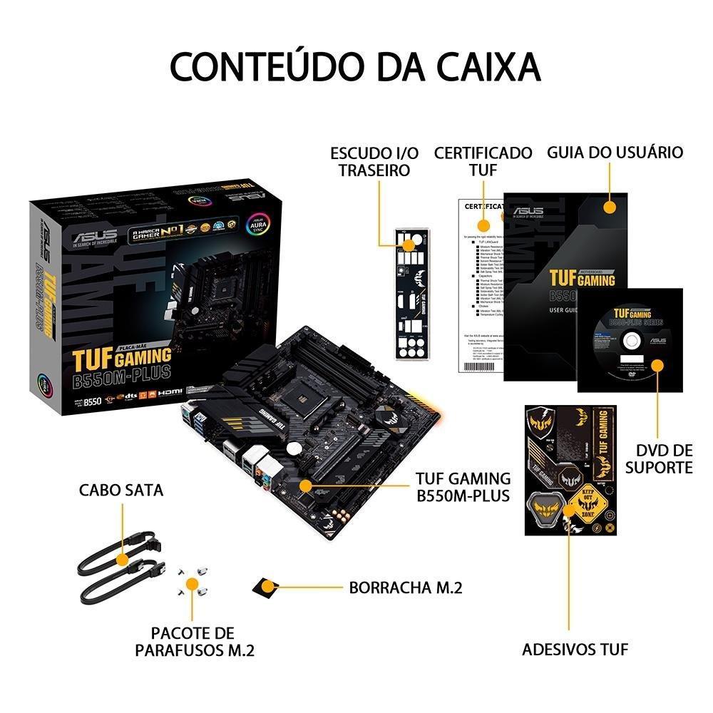Placa-Mãe ASUS TUF Gaming B550M-Plus, AMD AM4, mATX, DDR4, Preto - 90MB14A0-C1BAY0 - 7