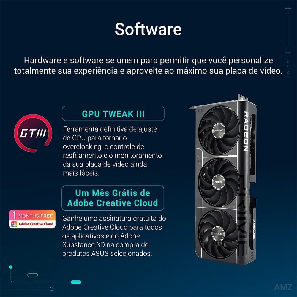 Placa de Vídeo ASUS PRIME RX 9060 XT OC 16G AMD Radeon, 16GB, GDDR6, 128bits, Tripe Fan, OpenGL 4.6 - 90YV0LF1-M0NA00 - 2