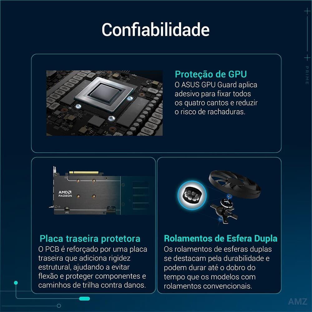 Placa de Vídeo ASUS PRIME RX 9060 XT OC 16G AMD Radeon, 16GB, GDDR6, 128bits, Tripe Fan, OpenGL 4.6 - 90YV0LF1-M0NA00 - 5