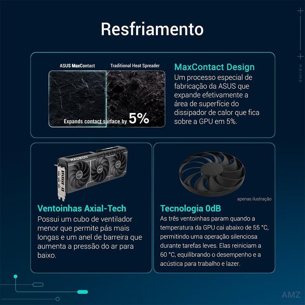 Placa de Vídeo ASUS PRIME RX 9060 XT OC 16G AMD Radeon, 16GB, GDDR6, 128bits, Tripe Fan, OpenGL 4.6 - 90YV0LF1-M0NA00 - 6