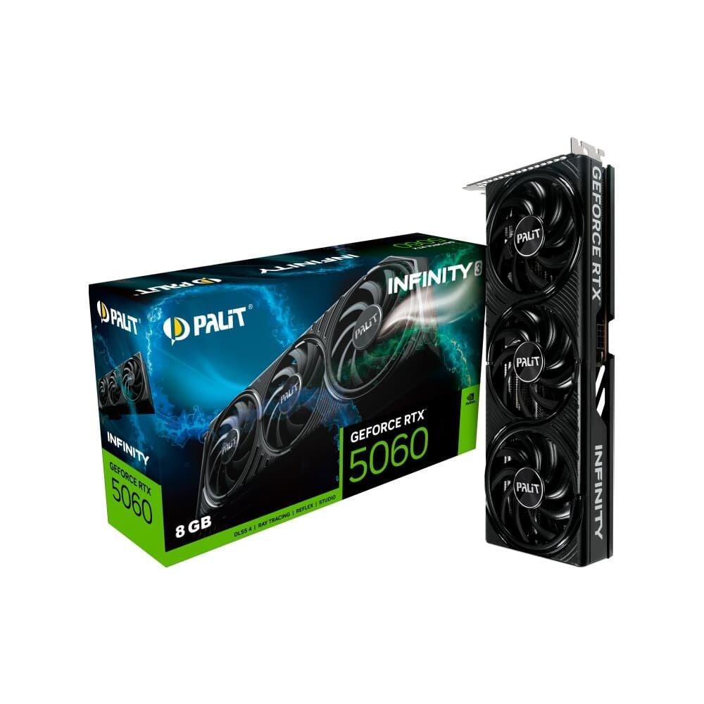 Placa de Vídeo Palit GeForce RTX 5060 Infinity 3 NVIDIA GeForce, 8GB GDDR7, 128Bits, FP4 e DLSS 4, Ray Tracing - NE75060019P1-GB2063S - 1