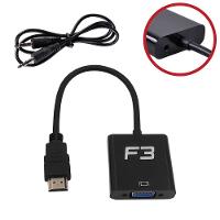 Cabo Adaptador Conversor HDMI para VGA F + Áudio F3 - JC- AD-HM/VGA - 2