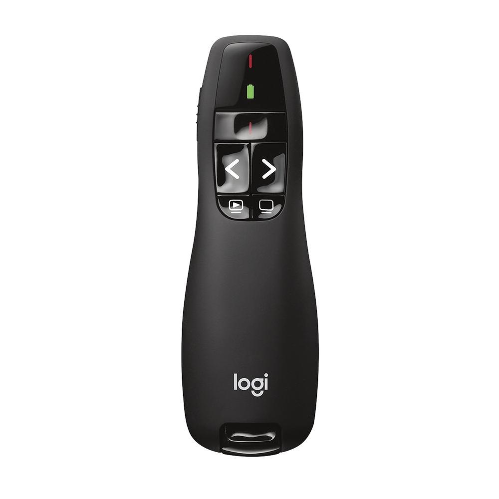 Apresentador sem fio Logitech R400 com Laser Pointer Vermelho, Conexão USB e Pilha Inclusa - 910-001354 - 1